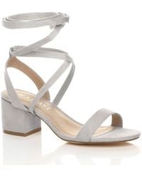 AJVANI - Mid Block Heel Tie Up Sandals - Lyst