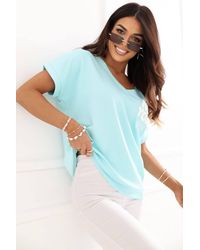 Love Lace - Viscose V-Neck Short Sleeve Soft Blouse - Lyst
