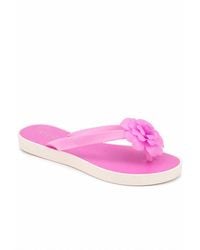 Spot on - Flower Detail Toe Post Flip Flop Sandals - Lyst