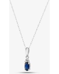 T.H.Baker - 9Ct Sapphire & Diamond Pendant Necklace Qp00178-Bs - Lyst