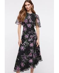Coast - Lily Embroidered Mesh Cut Out Back Midi Dress - Lyst