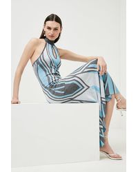Karen Millen - Petite Sparkle Geo Knit Maxi Dress - Lyst