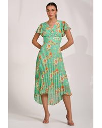 Jolie Moi - Cap Sleeve Pleated Chiffon Maxi Dress - Lyst