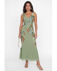 Maya Deluxe - Flower Embellished Tie Back Midaxi Slip Dress - Lyst