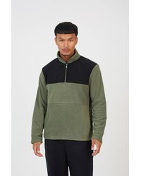 Brave Soul - Contrast Panel Quarter Zip Sweatshirt - Lyst