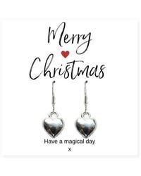 Aye Do Gifts - Puff Heart Drop Earrings & Merry Christmas Gift Card - Lyst