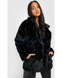Boohoo - Petite Oversized Collar Luxe Faux Fur Coat - Lyst