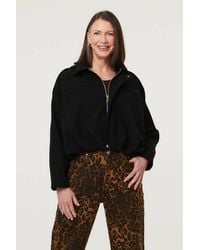 Izabel London - Faux Suede Ruched Relaxed Bomber Jacket - Lyst