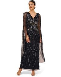 Adrianna Papell - Beaded Cape Gown - Lyst