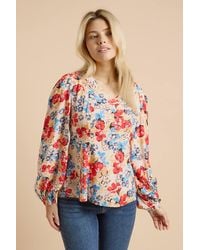 Dorothy Perkins - V Neck Blouson Sleeve Top - Lyst