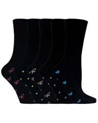 Sock Snob - 5 Pack Patterned Sole Cotton Rich Socks With Heart & Bow - Lyst
