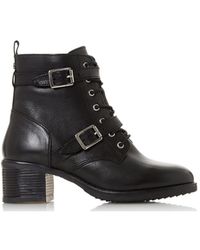 Dune - Wide Fit 'wf Paxtone' Leather Biker Boots - Lyst