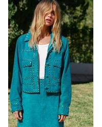 Warehouse - Real Suede Studded Cropped Jacket - Lyst