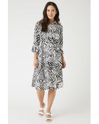 Wallis - Zebra Print Linen Look Shirt Dress - Lyst