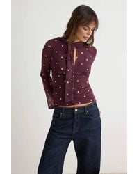 WOVCOR - Fitted Keyhole Neck Long Sleeve Blouse With Scarf Detail - Lyst