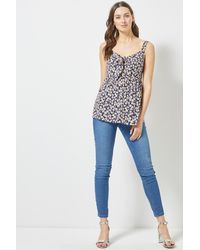 Dorothy Perkins - Navy Ditsy Print Front Tie Camisole Top - Lyst