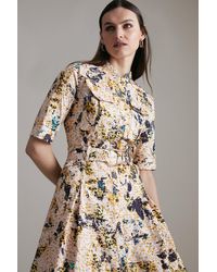 Karen Millen - Cotton Sateen Woven Utility Shirt Dress - Lyst
