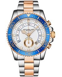 Stuhrling - Brigadier Quartz Chronograph 42Mm Diver Watch With Stainless Steel Link Bracelet - Lyst