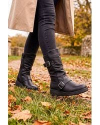 Spot on - Ruched Double Buckle Mid-Calf Everyday Boots - Lyst