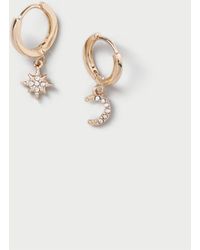 Dorothy Perkins - Gold Fine Star And Moon Mini Hoops - Lyst