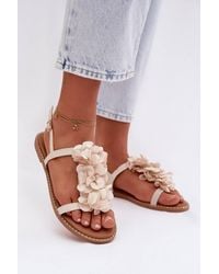 Love Lace - Stylish Sandals With Fabric Flowers & Soft Insole - Lyst
