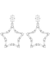 Jon Richard - Rhodium Plated Cubic Zirconia Open Star Earrings - Lyst