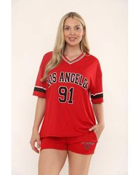 Stylewise - Varsity Co-Ord T-Shirt & Shorts Set - Lyst