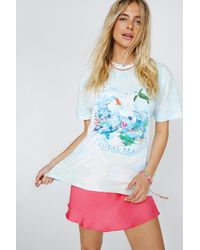 Nasty Gal - Coral Sea Oversized Graphic T-shirt - Lyst