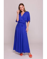 Love Lace - Satin Flared 3/4 Sleeve Fit & Flare Dress - Lyst