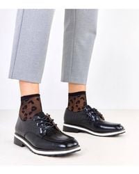 Love Lace - Lace Up Square Toe Low Heel Shoes With Embossed Shaft - Lyst