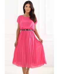 Love Lace - Flared Short Sleeve Midi Dress With Pleats - Lyst