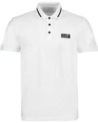 EA7 - Leather Patch Chest Logo White Polo Shirt - Lyst