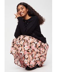 Dorothy Perkins - Petite Pink Floral Tiered Frill Midi Skirt - Lyst