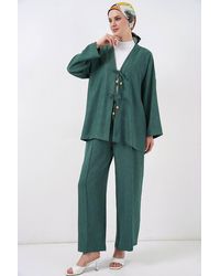 Bigdart - V-Neck Cardigan & Wide Leg Pants Set - Lyst