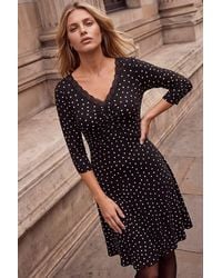 Roman - Petite Polka Dot Lace Trim Dress - Lyst
