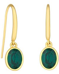 Simply Silver - Sterling Silver 925 Gold Plated With Cubic Zirconia Emerald Besel Set Drop Earrings - Lyst