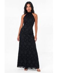 Anaya with love - Floral Burnout Halter Neck Open Back Maxi Dress - Lyst