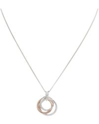 Simply Silver - 14ct Rose Gold Plated Sterling Silver 925 Two-tone Link Round Pendant Necklace - Lyst