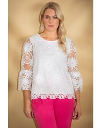 Klass - Floral Embroidered Sequin Mesh Top - Lyst