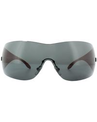 Versace - Shield Gunmetal Grey Sunglasses - Lyst
