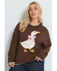 Yours - Duck Bow Stitch Detail Jumper - Lyst