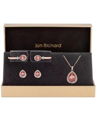 Jon Richard - Rose Gold Plated With Pink Pear Crystals Trio Set - Gift Boxed - Lyst
