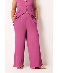 Yours - Textured Wide Leg Trousers - Lyst