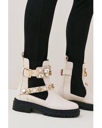 Karen Millen - Leather Embellished Chelsea Boot - Lyst