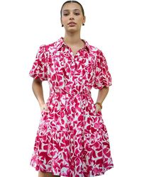 Yumi' - Floral Print Viscose Relaxed Shirt Dress - Lyst
