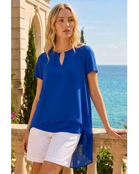 Roman - Ring Front Chiffon Overlay Top - Lyst