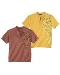 Atlas For Men - Printed Henley T-shirt Pack Of 2 - Lyst