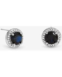 Jon Richard - Rhodium Plated Cubic Zirconia Sapphire Halo Stud Earrings - Lyst
