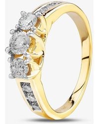 T.H.Baker - 18Ct 1.00Ct Three Stone Diamond Shoulder Ring - Lyst