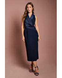 Coast - Sleeveless Crepe Satin Wrap Midi Dress - Lyst